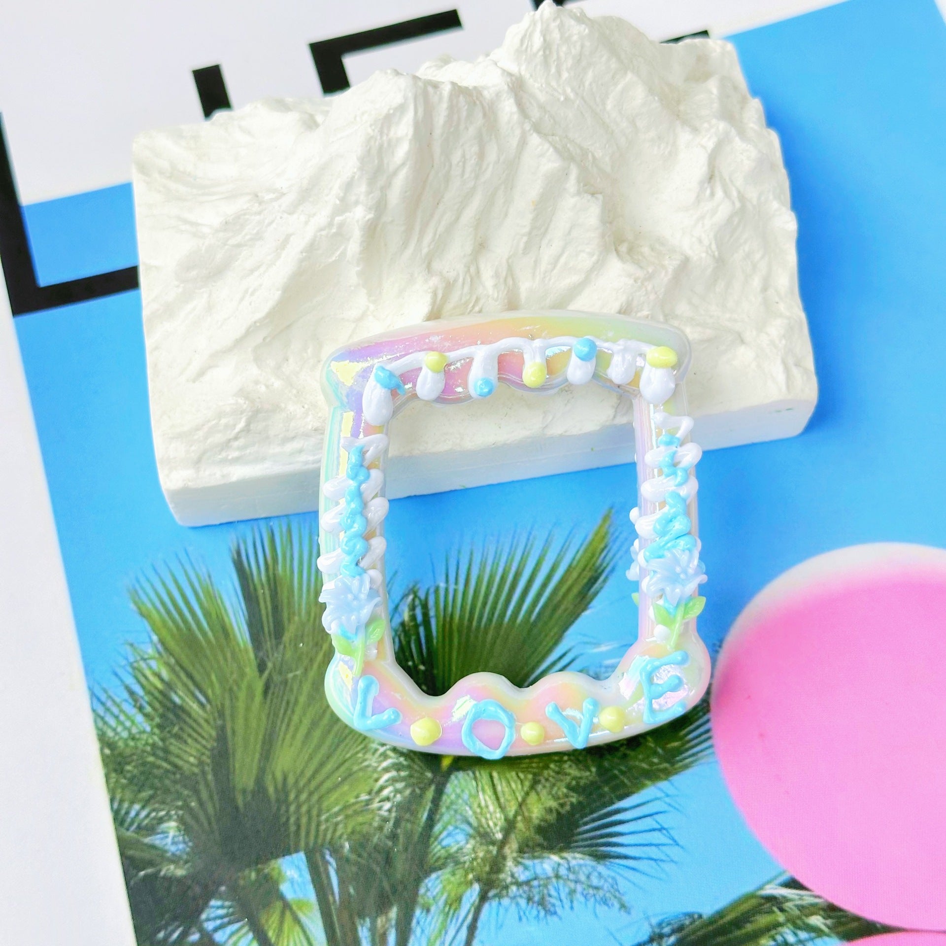 Wholesale 5pcs 3mm Full Diamond Flower Photo Frame Special Shaped Hand-painted Beads